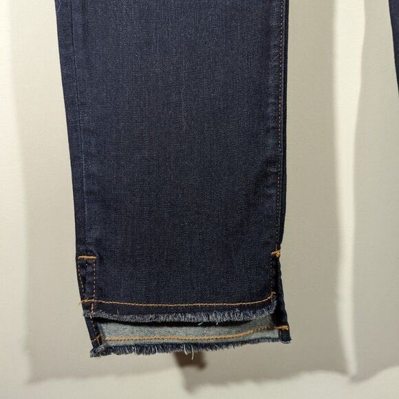Eileen Fisher Jeans Women Sz 8 Raw Hem Blue Straight Leg Mid Rise Denim Pants - Picture 3 of 6
